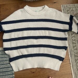Aerie Cream and Navy Striped Sweater